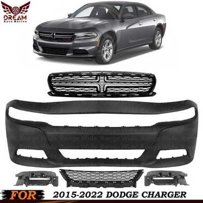 Front Bumper Cover Paintable & Grille Assembly Kit For 2015-2022 Dodge Charger