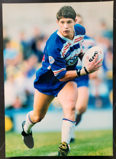 Colour press photograph: 1992 NIGEL WRIGHT (Wakefield Trinity) in action!