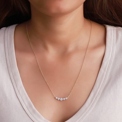 7/8 Ct Lab-Grown Diamond Five Stone Necklace 925 Sterling Silver