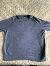 BANANA REPUBLIC Large Men  s Double Knit Crew-Neck Sweater Navy Blue Cotton
