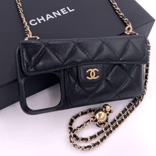 CHANEL Matrasse Timeless Classic iPhone 15 Pro Max Case Black Caviar Skin