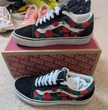 Vans Trainers Womens Size UK 5 Old Skool Roses Black Skater Low Shoes