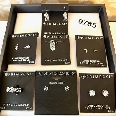 Jewelry Lot Primrose Sterling Silver Pierced Earrings Necklace and Ring New