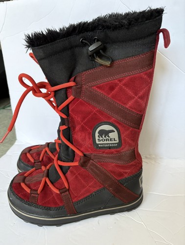 Sorel Glacy Explorer wasserdichte Winter-Schnürstiefel Damengröße 7 rot/schwarz - Bild 7 von 12