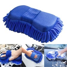 Blue Microfiber Chenille Car Wash Sponge Care Washing Brush Pad Cleaning-Tool