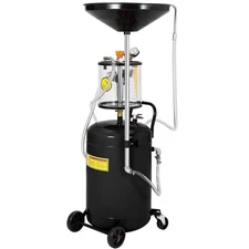 20 Gallon Oil Drain Tank,Adjustable 38–63",Mobile Waste Oil Drainer w/ Tool Box