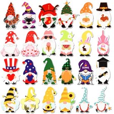Sinmoe 24 Pcs Holiday Magnets Seasonal Gnome Refrigerator Small, Multi Color