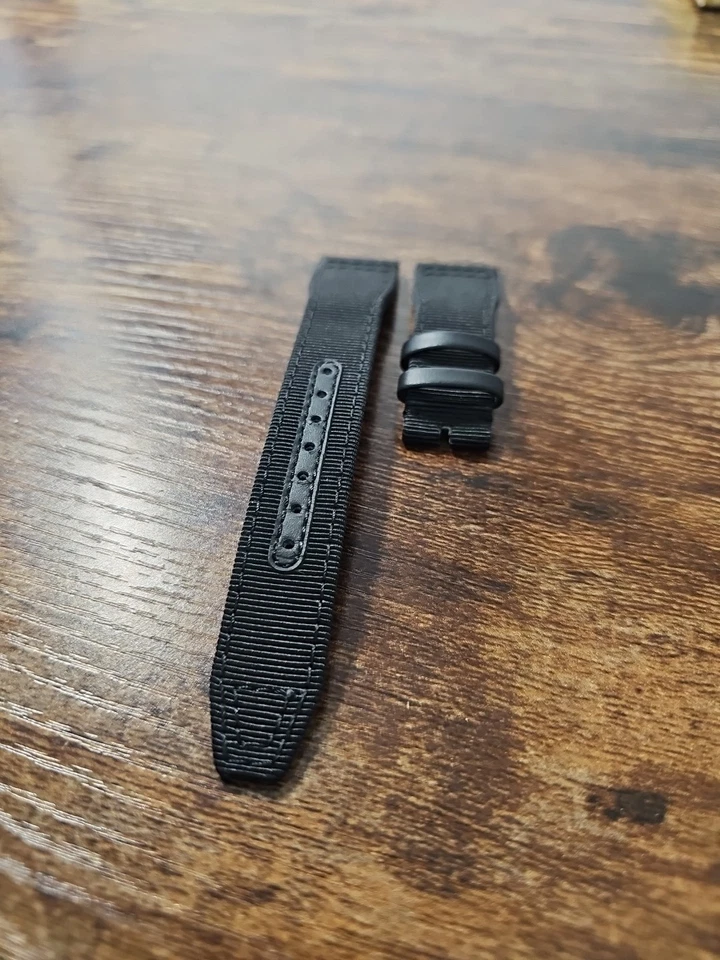 Correa de reloj IWC 21/18 mm Big Pilot cuero lona negra clic rápido OEM IWE0MLNM Foto 4 de 4