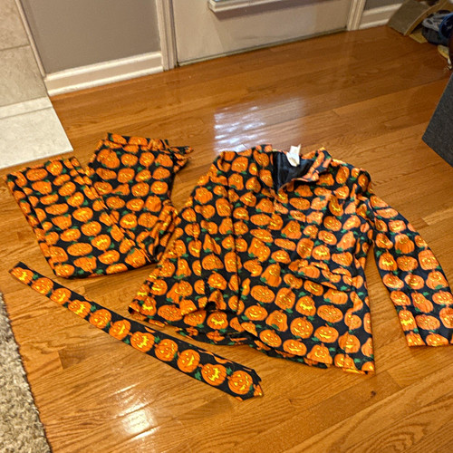 Forum Halloween Jack-O-Lantern Pumpkin Suit Jacket Pants Tie, XL