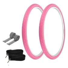PRO+ TIRES 700 x 40 Pink P-1134 W/TUBES & RIM STRIPS 48mm Presta Valve