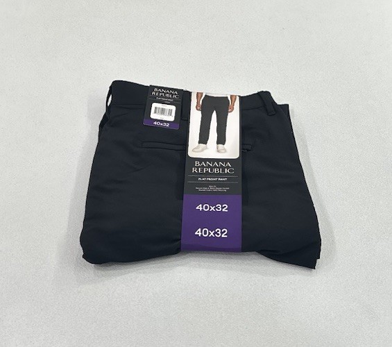 Banana Republic Men's Slim Fit Flat Front Pants, Black, Size 40X32