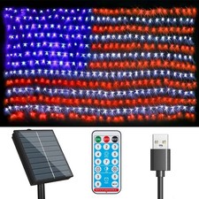 Solar Us Flag Lights 420 Leds Waterproof American Usa Net Lights 6.75 Ft X ... Solar Us Flag Lights 420 Leds Waterproof American Usa Net Lights 6.75 Ft X ...