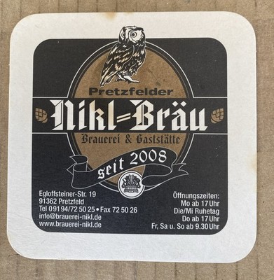 Bierdeckel-BD- Nikl Bräu Holzbau Lippert 91320 Ebermannstadt Ot. Rüssenbach