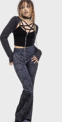 NWT KILLSTAR The Lost Boys Half Vamp Women s Black And Grey Velvet Flares Size L