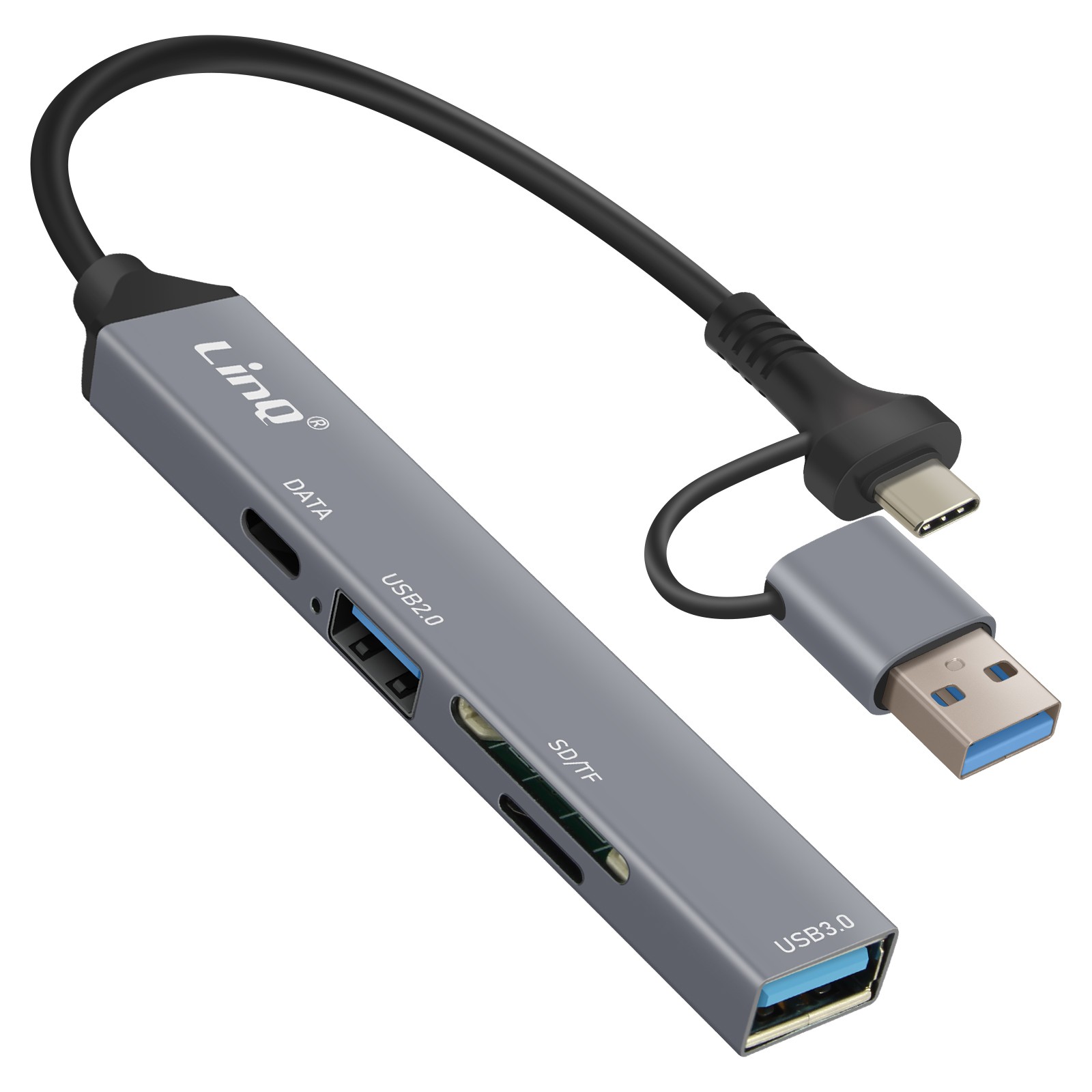 Hub USB-C et USB multiprise LinQ adaptateur lecteur carte SD TF USB 3.0 PC Mac portable