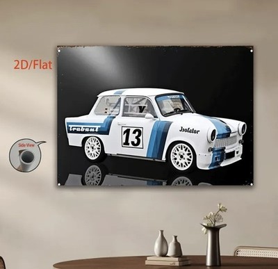 Poster/Banner Trabant 75x50 DDR Porsche RennPappe 2Takter Kult 2980