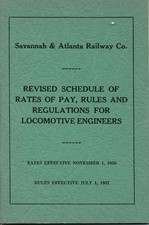 Rule Book - 1956 S&A Savannah & Atlanta Railway locomotive engineers