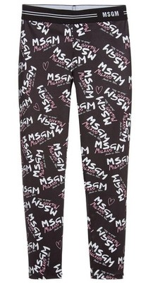MSGM Milano Teenager Mädchen schwarz Graffiti Logo volle Länge Leggings Alter 14 Jahre NEU