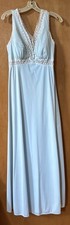 VTG Vanity Fair Negligee Baby Blue Lace Sz 36 Long Gown Back Ties