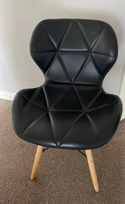 Eiffel Dining Chairs Wooden Legs Faux Leather Padded Seat Home Office Desk Chair