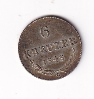 Münze Silber Österreich 6 Kreuzer 1848 C Prag in ss vz nsw leipzig