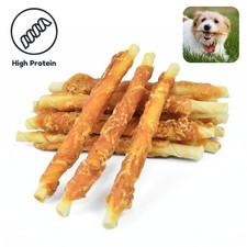 Chicken Wrapped Rawhide Twists Dog Treats   High Protein Chews, 10.6 oz PETPURO