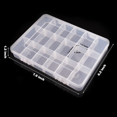 18 Grids Plastic Organizer Box with Dividers, Clear Compartment Container Storag