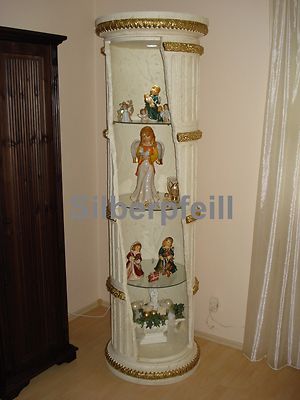 Vitrine Bar Amphore Vase mit Licht Säule Möbel Deko Wohnen Regal Crem Gold F1