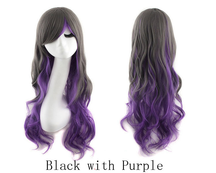 Fashion Mixed Fade Color Anime Hair Wigs Cosplay Cool Long Curly Wigs 9  Colors
