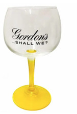 1 X Gordon's Large Balloon Yellow Stem Gin Glass Bowl Goblet In Box New