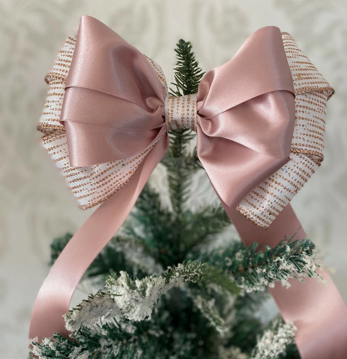 Rose Gold Christmas Tree 5 Tie on bows/ 9 Tree Top Bow