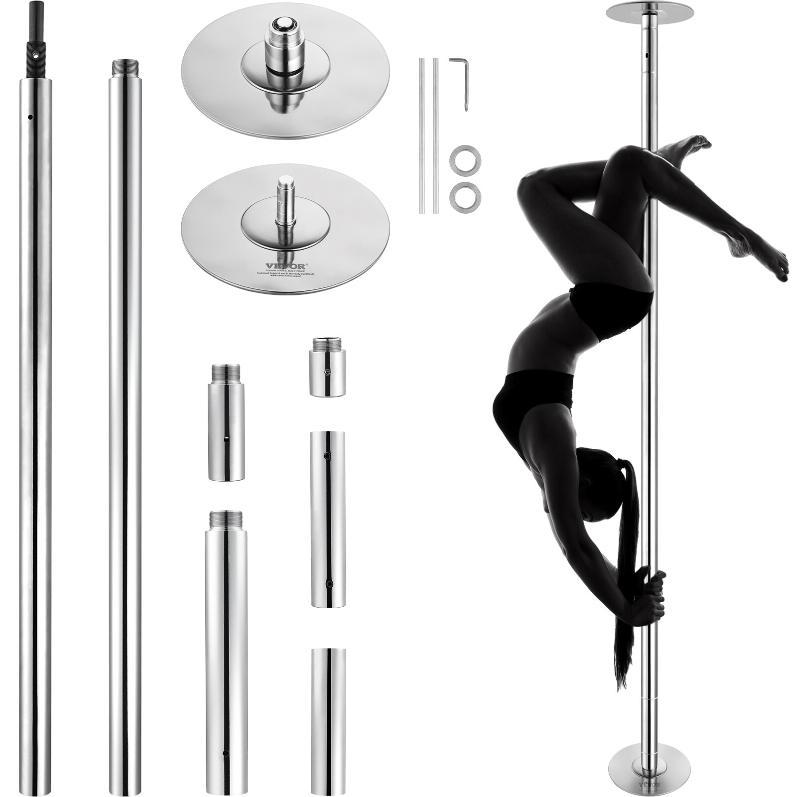VEVOR Barra de Baile Profesional 2824x230 mm Estática y Giratoria para Bar Club