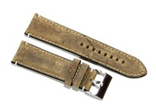 Cinturino orologio pelle kudu antichizzato imbottito senape 24mm scamosciato