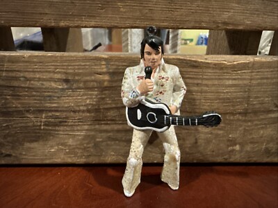 ELVIS PRESLEY WHITE CAPE SUIT WITH GUITAR AND MICROPHONE CHRISTMAS ORNAMENT