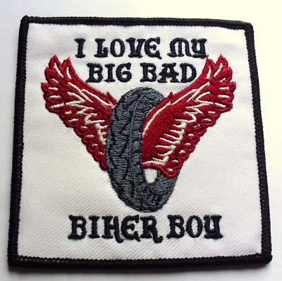 I LOVE MY BIG BAD BIKER BOY - NÄHEN ODER AUFBÜGELN BIKER MOTORRAD PATCH 85mm x 85mm