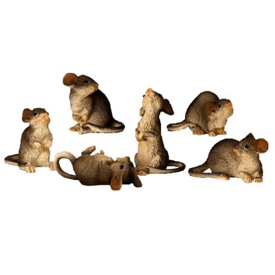 6er Set Mäuse Figuren für Haus und Garten Dekoration bis 8cm Nagetiere Maus