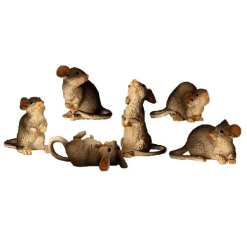 Set 6 topi figure per decorazione casa e giardino fino a 8 cm roditori mouse - Foto 1 di 1