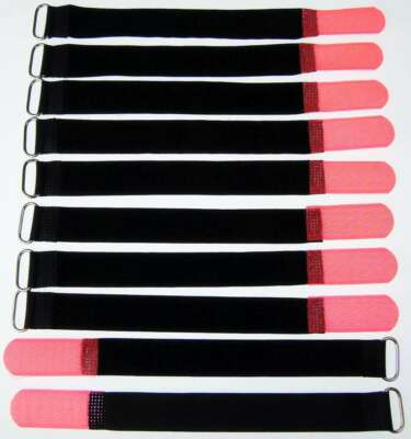 10x Kabelbinder Kabelklett 40 cm x 40 mm neon rot Klettband