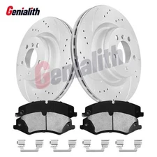 Front Drilled Rotors + Ceramic Brake Pads for 2010-2012 Land Rover Range Rover