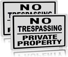 Large No Trespassing Signs Private Property Metal 10x14 7x10 inches, 2 Pack