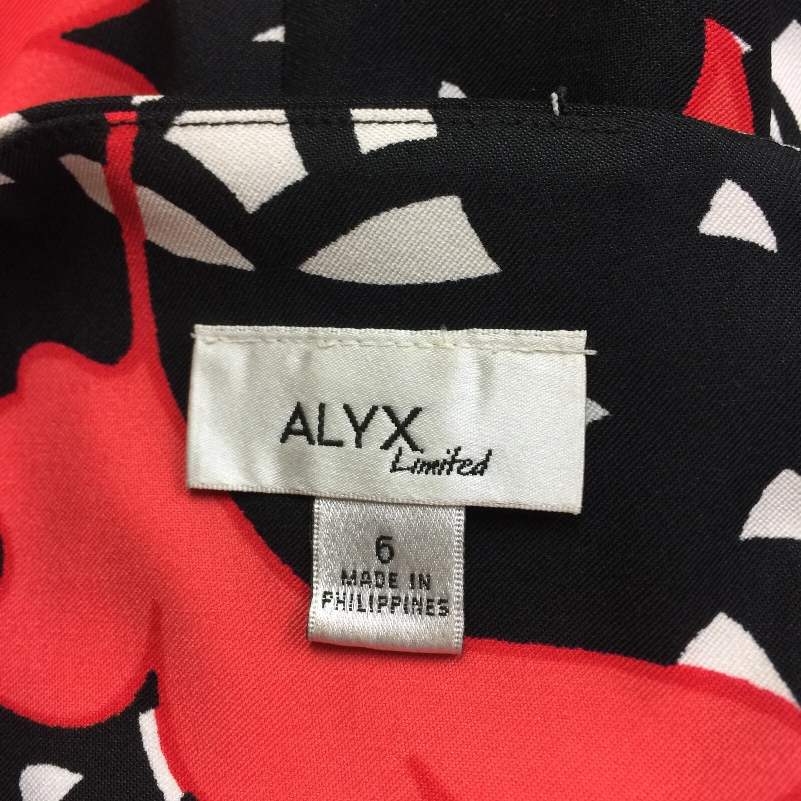 Abito tubino Alyx Limited taglia 6 donna nero rosso stampa floreale senza maniche nuovo con etichette