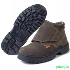 Men's Suede Leather Welder Shoes Steel Toe Sole Boots Work Shoes Safety High Top