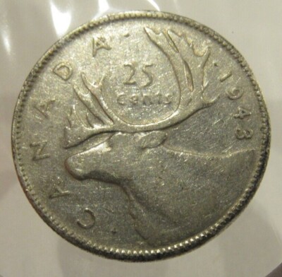 1943 Canadian Quarter 25 Cent 80% Silver Coin - Canada | eBay