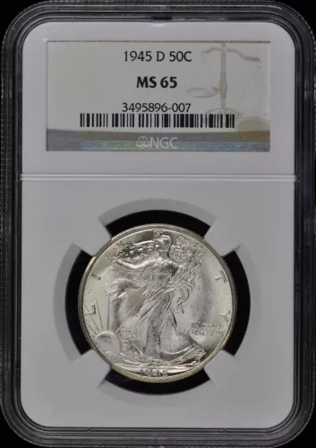 1945-D Walking Liberty Half Dollar 50C NGC MS65