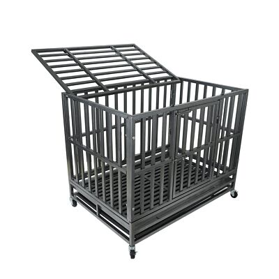 #ad 37quot; Heavy Duty Metal Dog Crate Dog Kennels Folding Pet Crates for Small Dogs $169.92
