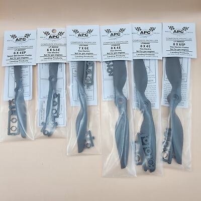APC - Lot of 6 VARIOUS COMPOSITE PROPELLER SIZES Thin Electric Push RC AIRPLANES