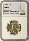 1946 Washington Quarter 25c NGC MS65