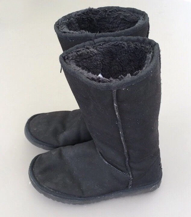UGG Stivali piatti donna vera pelle di pecora 6 39 neri foderati caldi metà polpaccio invernali
