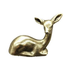 Solid Brass Carved Spotted Deer Lovely Lying Figure Statue Tea Pet Retro Mini