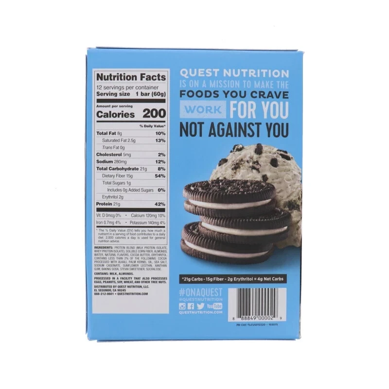 Barra Quest, galletas y crema, 2,12 onzas (12 unidades) Foto 2 de 2